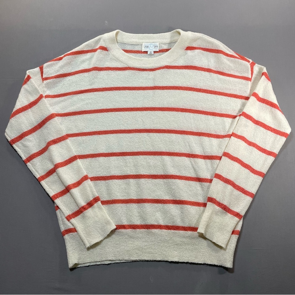 Jun & Ivy Lightweight Striped Crew Sweater - Womens Medium